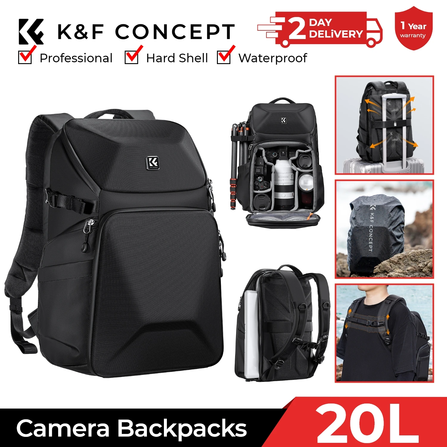 K&F CONCEPT 20L Camera Backpac - огляд і ціна Camera Bag Waterproof