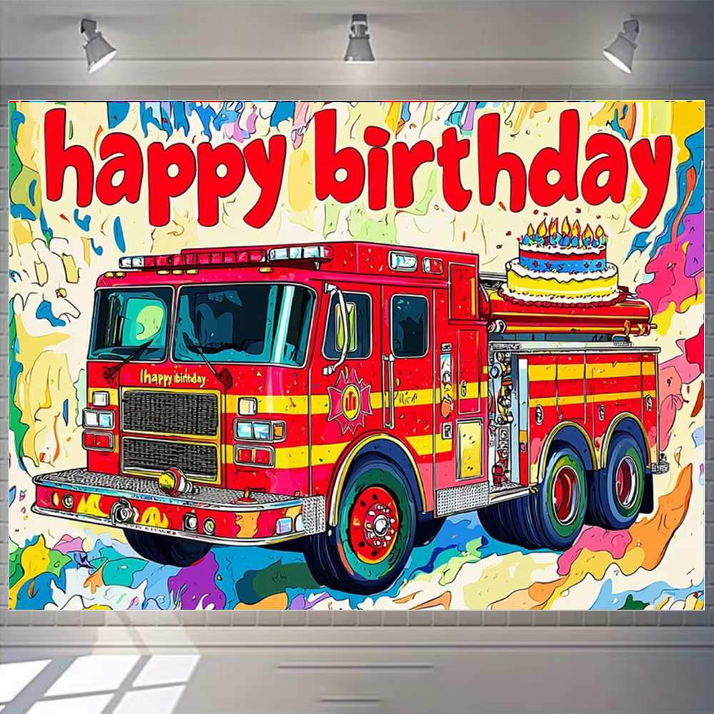 Cartoon Firetruck Theme Boy Bi - огляд і ціна Photography Sport