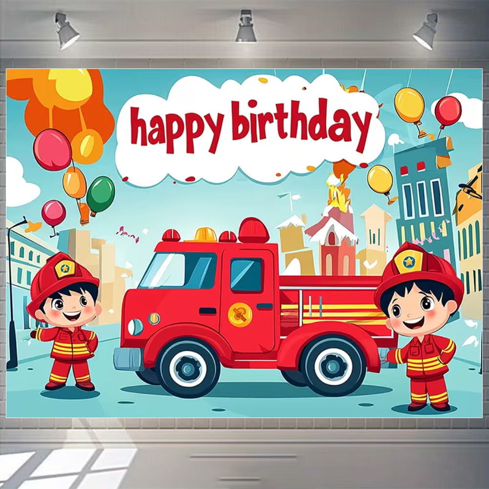 Cartoon Firetruck Theme Boy Bi - огляд і ціна Photography Sport