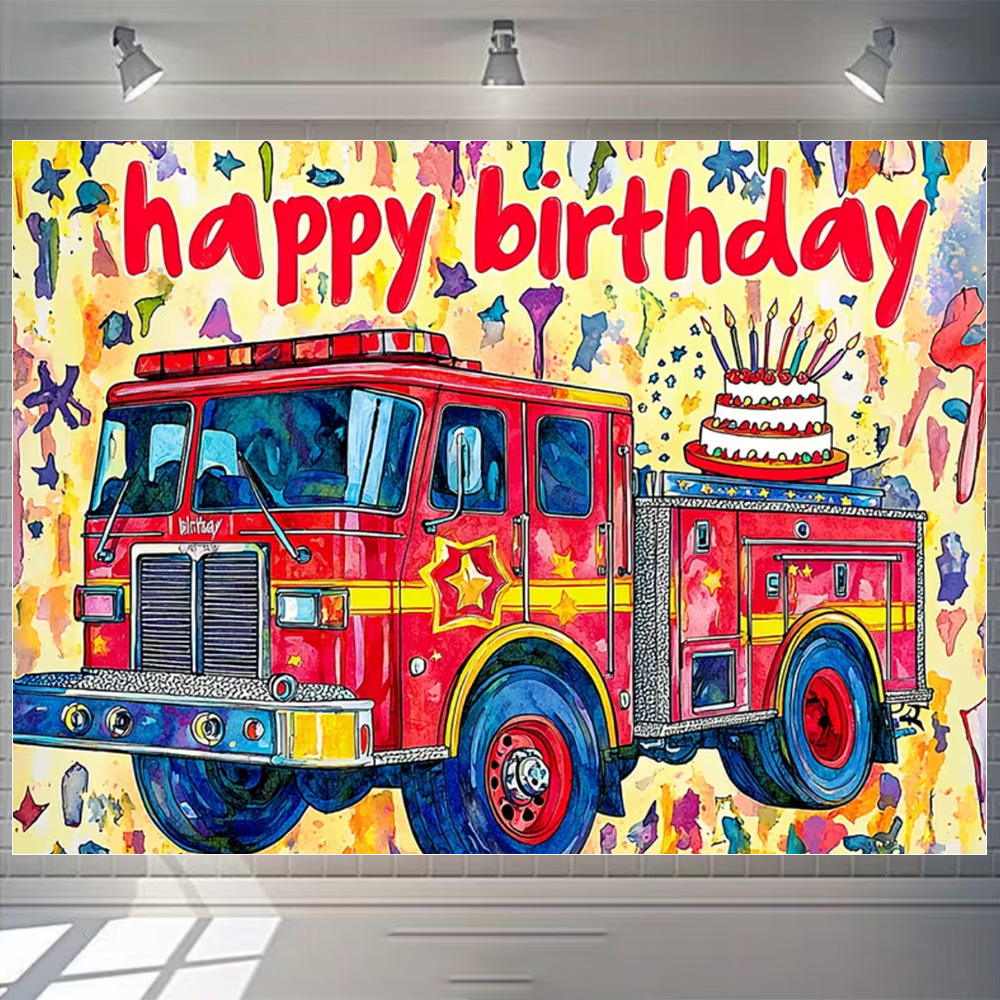 Cartoon Firetruck Theme Boy Bi - огляд і ціна Photography Sport
