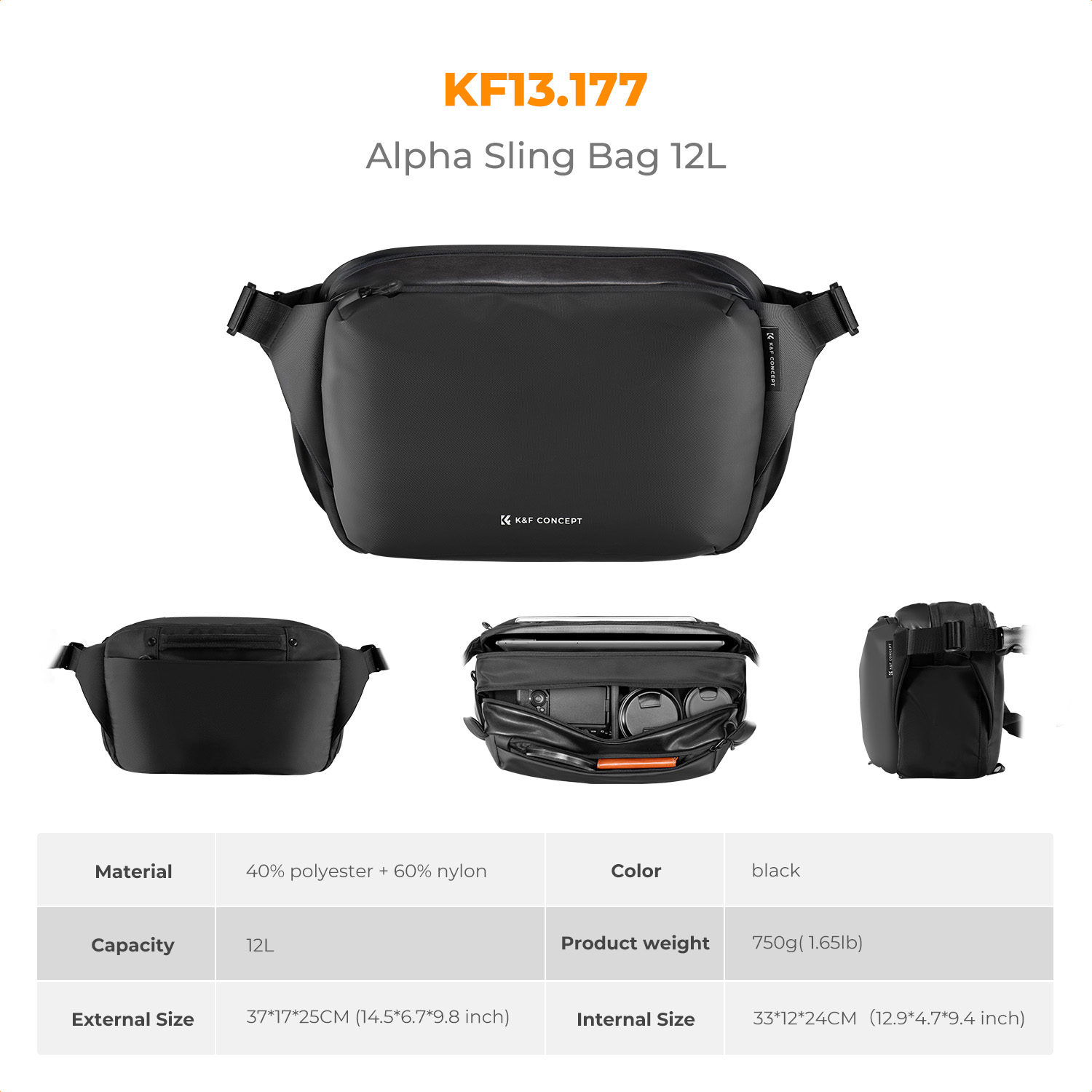 K&F CONCEPT 12L/10L Camera Sli - огляд і ціна Camera Bag Waterproof