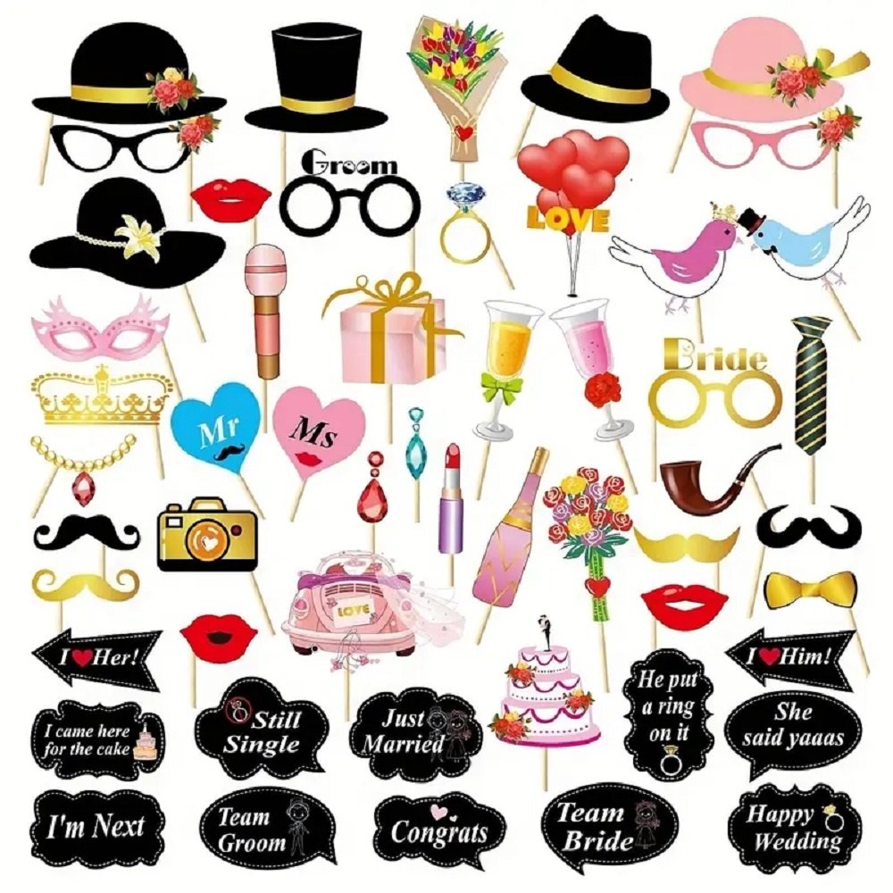 53pcs Wedding Photo Booth Prop - огляд і ціна Photography Prompt