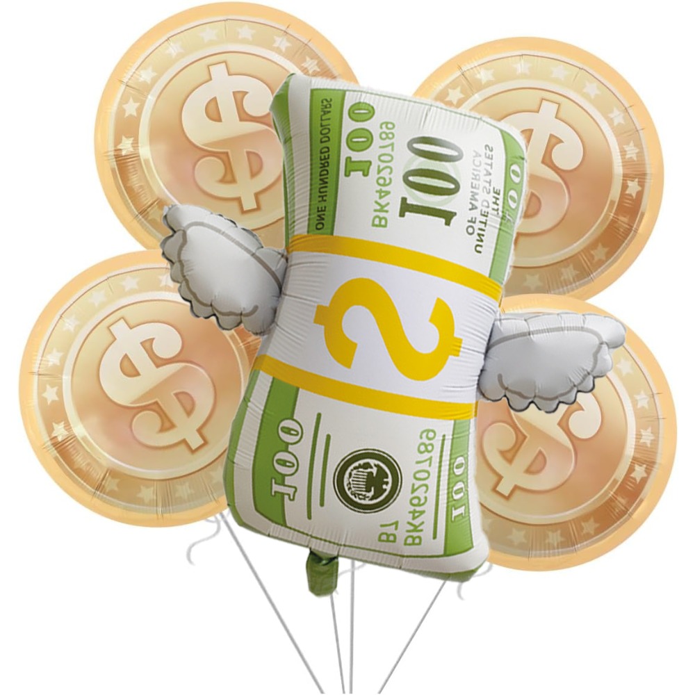 5pcs Money Foil Balloons 100 D - огляд і ціна Photography Prompt